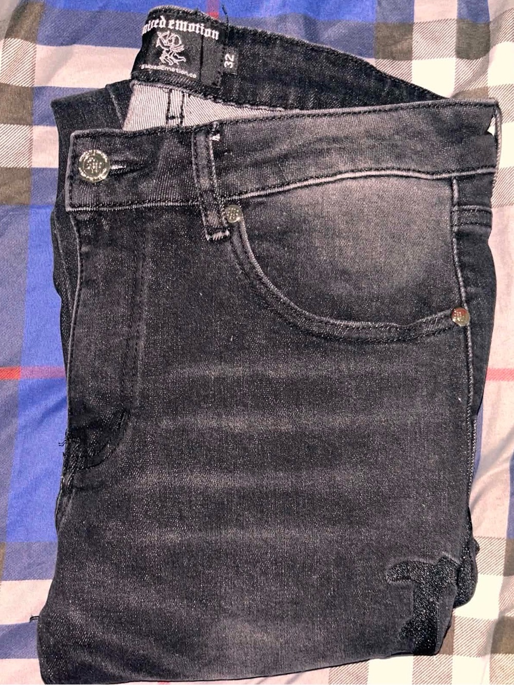 Mixed Emotions Black Jeans With White Rips